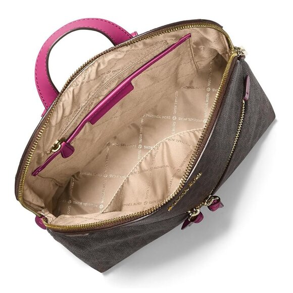 Michael Kors Dallas Medium Signature Logo Backpack – Deep Fuchsia - Picture 3 of 5